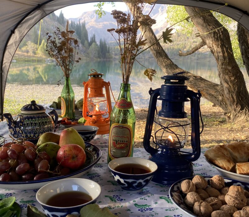 Alexandra Tolstoy Travel Kyrgyzstan inside tent food details